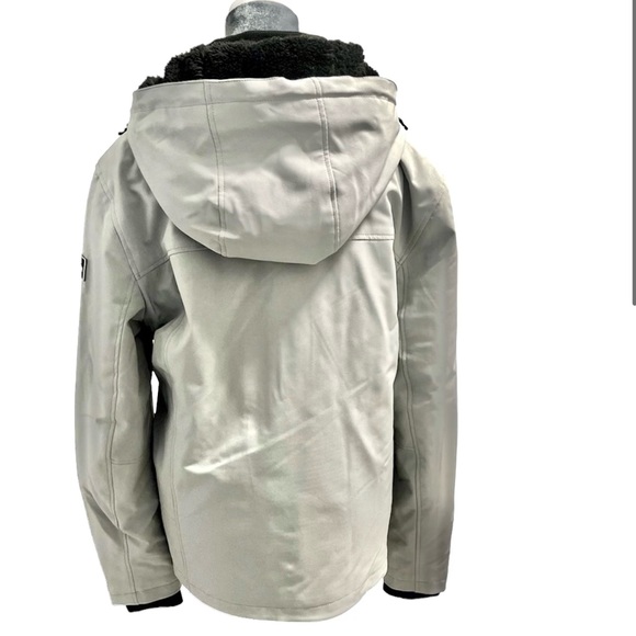 CALVIN KLEIN UNISEX BEIGE SHERPA LINED HOODED SOFT SHELL JACKET (Size S) - Picture 2 of 5